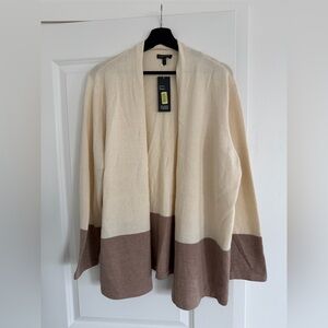 NEW with tags eileen fisher XL brown and cream color block cardigan size XL